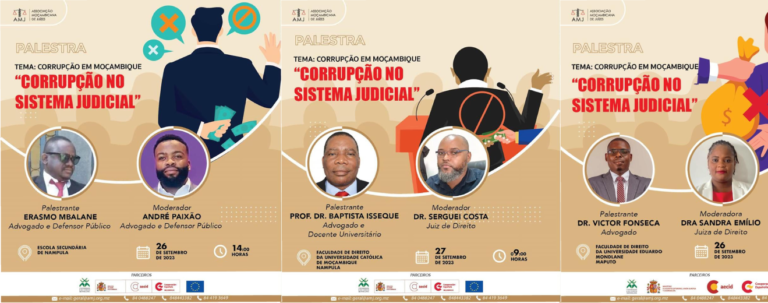 Associação Moçambicana dos Juízes e Ordem dos Advogados de Moçambique realizam formações sobre corrupção no sistema de justiça a estudantes no âmbito do programa Íntegra