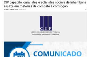 CIP capacita jornalistas e activistas sociais de Inhambane e Gaza