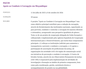 PACCM – Apoio ao Combate à Corrupção em Moçambique